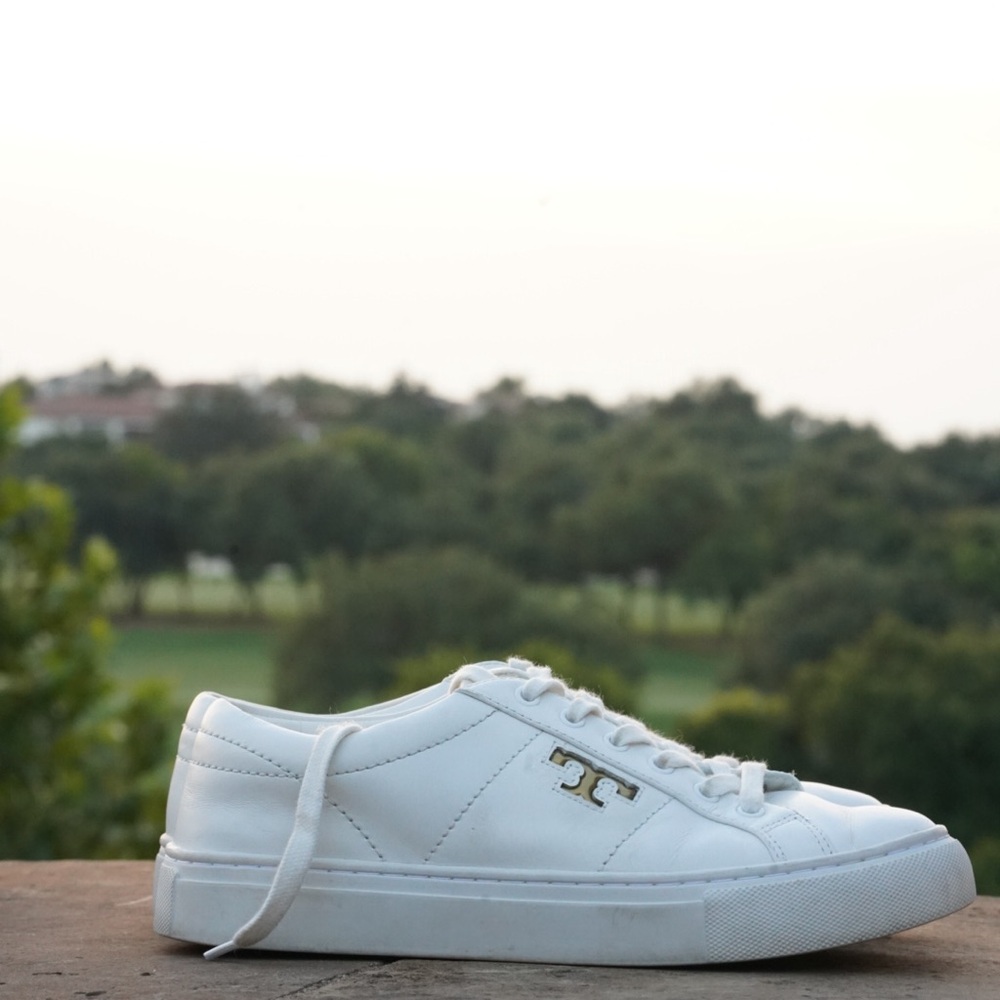 Tory Burch White Leather Sneakers